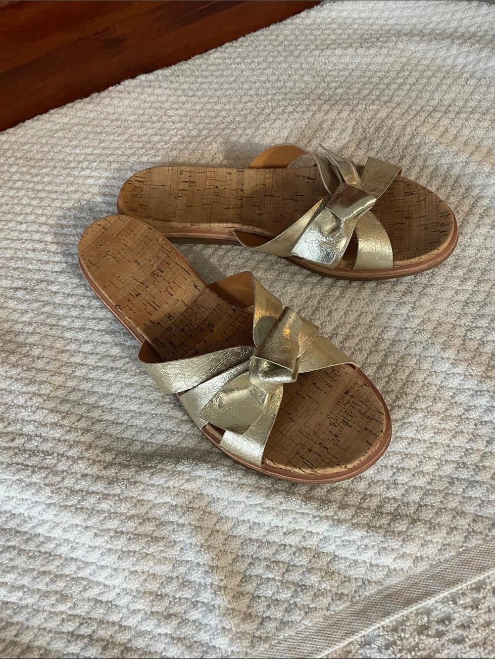 Kork-Ease Metallic Gold Knot Slide Sandals